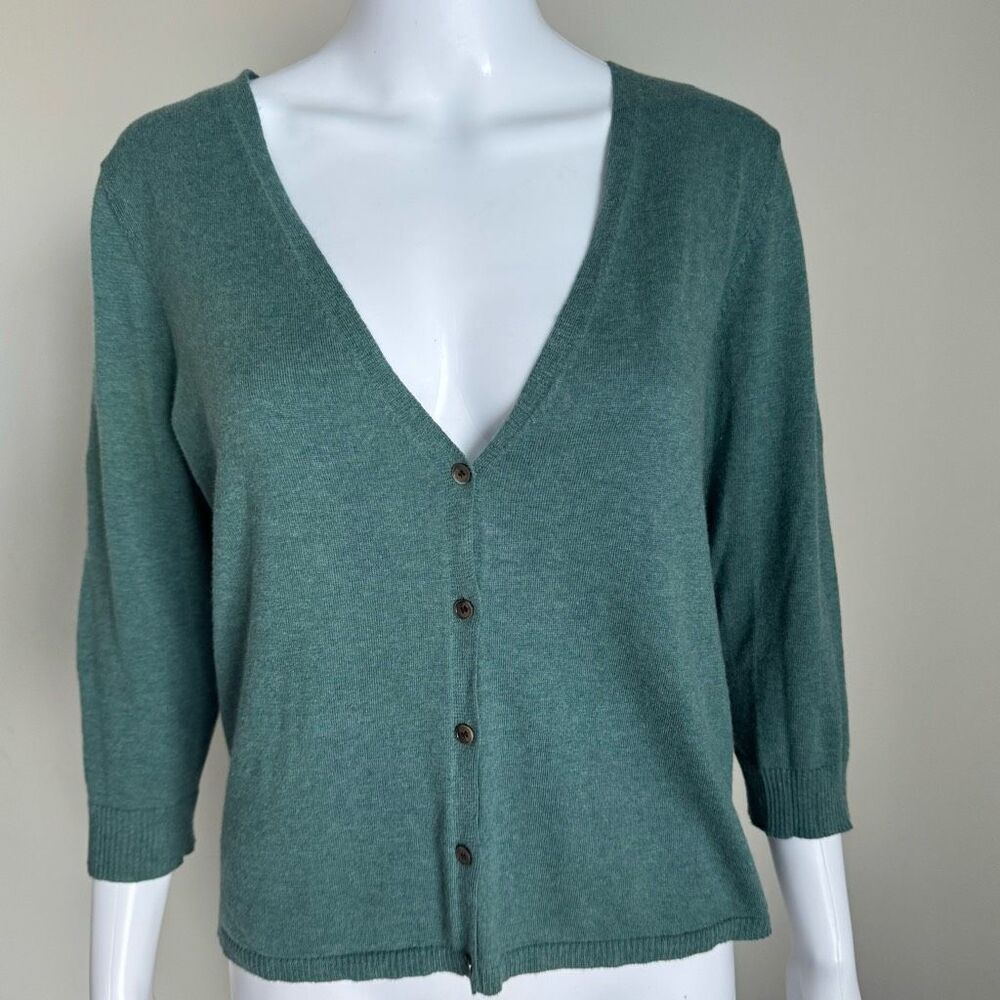 Eileen Fisher Cashmere Organic Cotton Lightweight Cardigan Sweater Size M